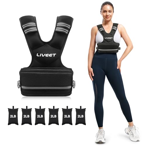 Adjustable Weighted Vest for Women Men, 4-10lb 11-20lb 20-32lb Weight Vest with 6 Ironsand Bags, Running Vest with Reflective Strips Adjustable Buckle Straps for Walking Strength Training - size: 20-32 lbs