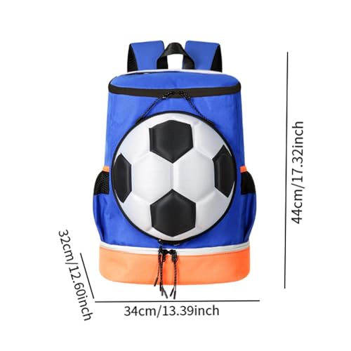 Soccer Backpack with Compartment for Shoes And Ball Holder for Travel And Gym - color: Blue Orange