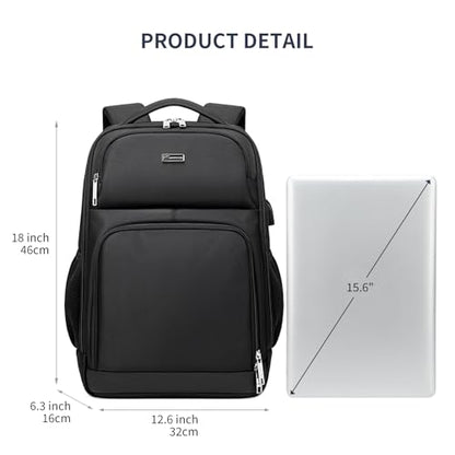 DUSLANG Laptop Backpack,Business Travel Anti Theft Slim Durable Laptops Backpack with USB Charging Port,Water Resistant College Computer Bag for Women & Men Fits 15.6 Inch Laptop and Notebook, Black - color: Black -a