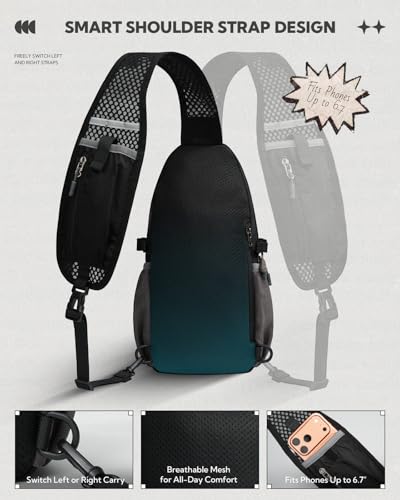 WATERFLY Packable Crossbody Sling Bag: Small Lightweight Travel RFID Blocking Sling Daypack with Water Bottle Holder - Shoulder Chest Bag Backpack for Women Men Hiking Traveling Theme Parks - color: Black