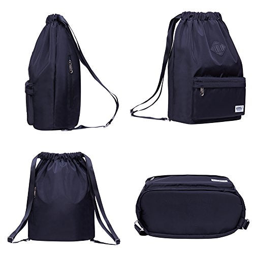 KAUKKO Drawstring Sports Backpack Gym Yoga Bag Shoulder Rucksack for Men and Women(K1031-2-BLACK) - color: Nylon Black