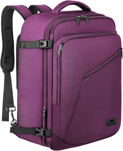 MATEIN Large Purple Travel Backpack, Water Resistant Airplane Backpack for Women, Expandable Casual Daypack for Work, International Trip, Womens Travelling Gifts, 50L - color: Purple, size: XX-Large