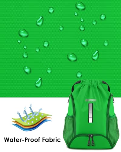 BROTOU Soccer Drawstring Backpack, Basketball Bag, Volleyball Football Bags with Ball and Shoe Compartment - color: Green