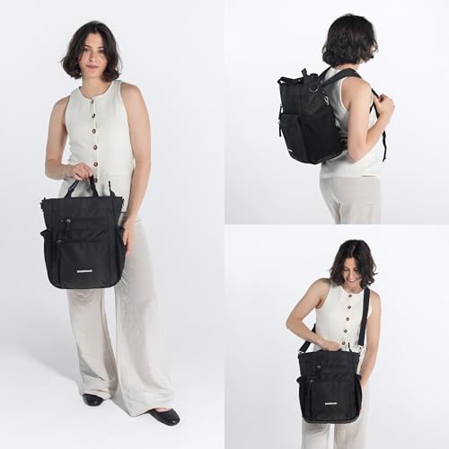 Sherpani Soleil, Anti Theft Convertible Backpack, 3 in 1 Tote, Crossbody Purse, 18L Travel Bag, Fits 13” Laptop (Carbon) - color: Carbon