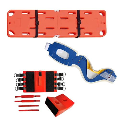 Foldable Lifesaving Stretcher with Head Imlizer & Neck Brace - Emerncy Spine Board for tic s, Quick Patient Transport & Safe for EMS and Lifeguards - size: Board+Head Immobilizer+Neck Brace