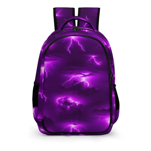 Laptop Backpack Purple Lightning, Work Backpack with Breathable Shoulder Straps for Office Commute - color: Pattern (264)