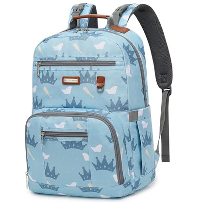 Diaper Bag Backpack, Large Baby Nappy Bags with Portable Changing Pad for Boys and GirlsMultifunction Travel Baby Bag for Moms Dads, Shower Gifts Waterproof and Stylish - color: Little Royal Blue