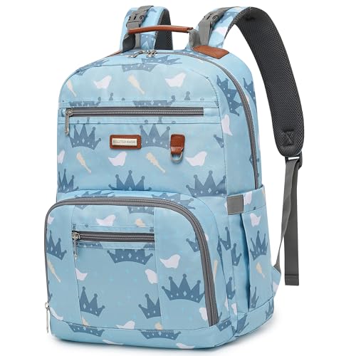 Diaper Bag Backpack, Large Baby Nappy Bags with Portable Changing Pad for Boys and GirlsMultifunction Travel Baby Bag for Moms Dads, Shower Gifts Waterproof and Stylish - color: Little Royal Blue