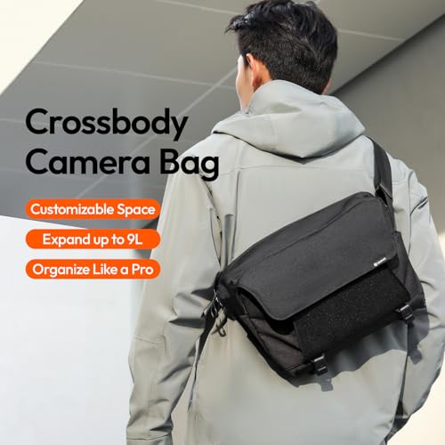ULANZI BP11 8L Camera Sling Bag with Tripod Holder, Lightweight Splash-Proof Anti-Theft Crossbody for DSLR, Mirrorless, Lens & Laptop,Customizable Front Patch Pocket for Travel, Hiking, Everyday Carry - size: 8L