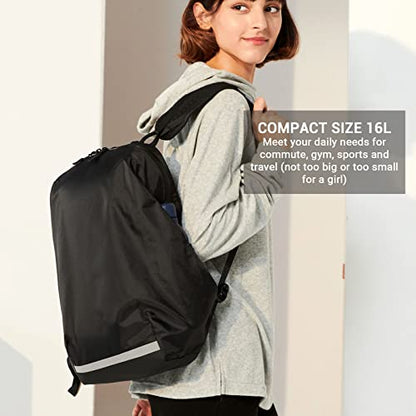 PUREVAVE 16L Hiking Backpack Lightweight Nylon Travel Daypack with Vented Harness and Ergonomic Shoulder Straps, Black