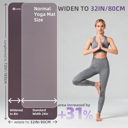 KEEP Extra Thick NBR Yoga Mat for Women & Men, 15mm Thick, 72”x32” Large Exercise Mat with Non-Slip Workout Mat for Yoga, Pilates, Stretching, Meditation – Wide & Cushioned Fitness Mat - color: Purple