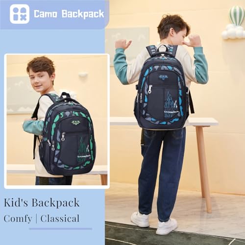 Bansusu 3Pcs Boys Backpack for Kids School Bag with Lunch Bag, Primary Middle School Backpack for Boys Bookbags - color: Style B-3pcs-green