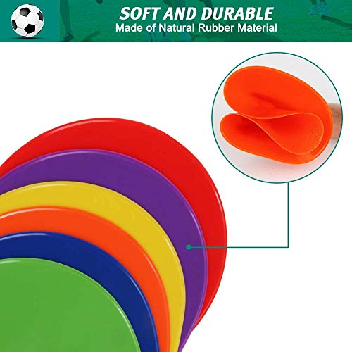 Poly Spots Spot Markers for Gym Floor 4.72inch 6inch 9inch 24/36 Pcs Non-Slip Rubber Floor Dots Round Agility Markers Flat Cones for Sports Soccer Basketball PE Training, Dance, Classroom - style: 24Pcs 9 inch