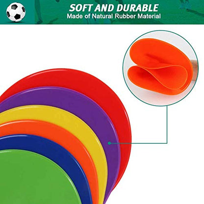 Poly Spots Spot Markers for Gym Floor 4.72inch 6inch 9inch 24/36 Pcs Non-Slip Rubber Floor Dots Round Agility Markers Flat Cones for Sports Soccer Basketball PE Training, Dance, Classroom - style: 24Pcs 9 inch