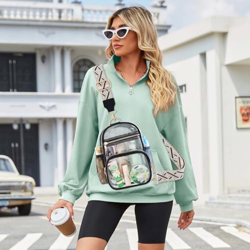 Clear Bag Stadium Approved Events Concerts Sports Outdoors Water Bottle Holder,Clear Purse for Women Men Handbags - color: 1# Black-b
