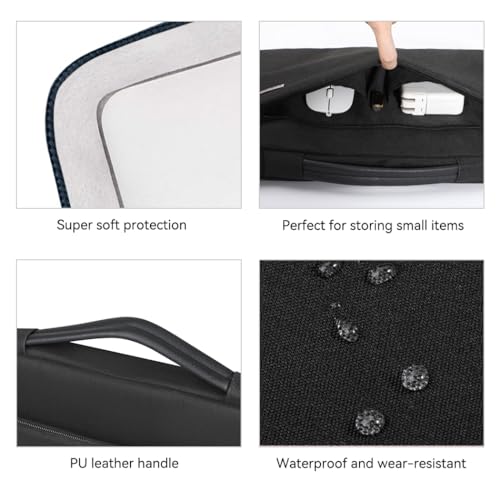 LANDICI 360°Laptop Sleeve Case 14 15 Inch Compatible with MacBook Air 15 M2/M3/M4 2022-2025, MacBook Pro 15, Hp chromebook 14, Waterproof Computer Bag Cover with Handle, Black - color: New Black, size: 14-15 inch