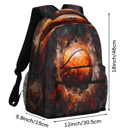 Large Backpack with 15.6 Inch Laptop Compartment, Ball Basketball Painting Adult Backpack for Work, Travel & School College Boys Girls - color: Ball Basketball Painting
