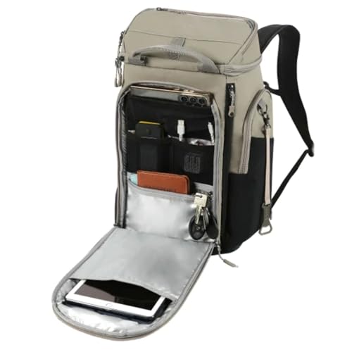 Insulated Backpack Cooler with Ice Walls - color: Taupe-Beige