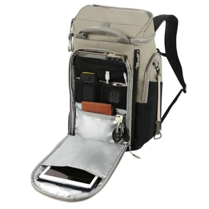 Insulated Backpack Cooler with Ice Walls - color: Taupe-Beige