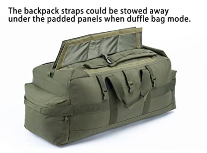 Large Military Duffle Bag Backpack Tactical Field Gear Equipment Duffel Bag Army Deployment Bag 85L - color: Olive Drab