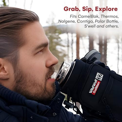 Wild Wolf Outfitters - #1 Best Water Bottle Holder for 32 oz Bottles - Carry, Protect and Insulate Your Flask with This Military Grade Carrier w/ 2 Pockets and an Adjustable Padded Shoulder Strap. - color: Black