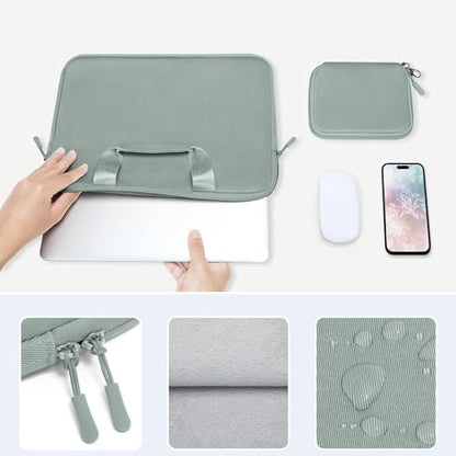 MOSISO Laptop Case 16 inch, 15-15.6 inch Laptop Sleeve Bag Compatible with MacBook Pro 16, HP Acer Dell Lenovo ASUS, Neoprene Carrying Computer Bag with Handle&Detachable Small Case, Antique Green - color: Antique Green, size: 16 inch