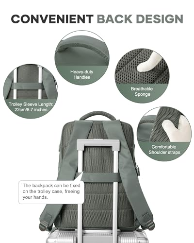 VECAVE Travel Backpack,Carry On Backpack for Women,Airline Flight Approved Waterproof 14 Inch Laptop Backpack with Shoe Compartment Casual Daypack Backpacks DarkGreen. - color: A-darkgreen-6, size: Small