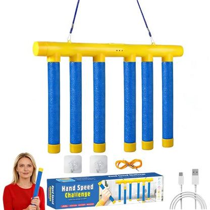 Shelprojsu Reflex Drop Sticks Challenge Game, 3 Adjustable Catching Falling Sticks Game, Hand Eye Coordination Training Game, Reaction Time Training Hand Speed Challenge Game - color: Blue
