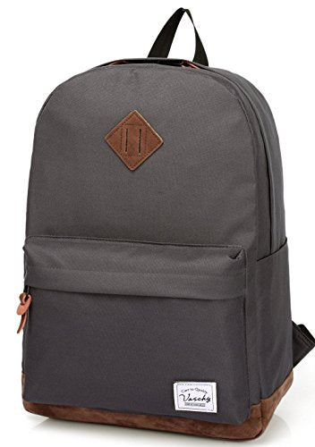 Backpack for Men Women,VASCHY Classic Water-resistant Lightweight Travel School Backpack Casual Daypack - color: Dark Gray