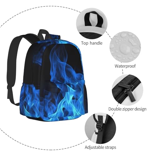 Blue Flame Travel Backpack for Men Women 15.6 inch Laptop Backpack Casual Daypack for Weekender - color: Blue Flame