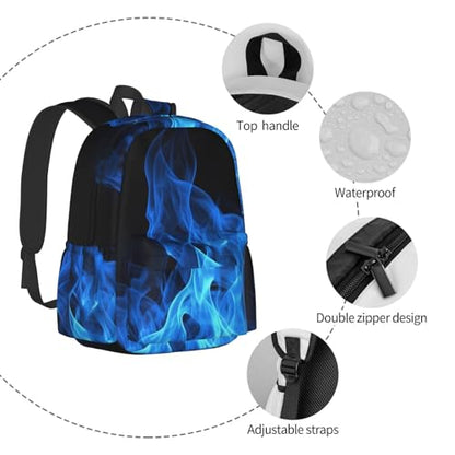 Blue Flame Travel Backpack for Men Women 15.6 inch Laptop Backpack Casual Daypack for Weekender - color: Blue Flame