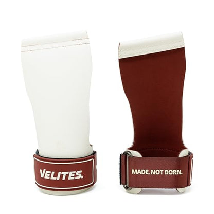 Velites - Official Crossfit® Games Quad Ultra Grips - No Chalk and Smooth Bars - Wristbands and Carry Bag Included - Pull-ups, Muscle-ups and Toes to bar - color: White, size: X-Large