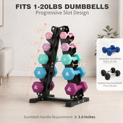 LIONSCOOL 5/6 Tier A-Frame Dumbbell Rack Stand Only, Heavy Duty Steel Weight Rack for Home Gym, Space-Saving Dumbbell Stand (200/300/600LBS Capacity) - size: 5 Tier 1-20LB