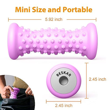 BESKAR Foot Massager Roller for Plantar Fasciitis Relief, Portable Feet Roller to Deep Tissue Muscle Massage, Foot Arch and Heel Pain, Reflexology Tool - color: Purple
