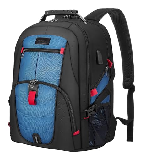 LOVEVOOK Travel Laptop Backpack Waterproof Anti Theft Backpack with Lock and USB Charging Port Large 17-17.3 Inch Computer Business Backpack for Men Women Blue - color: Blue, size: 17 inch