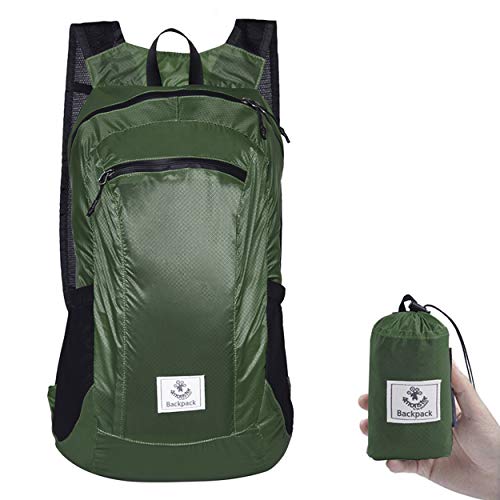 4Monster Hiking Daypack,Water Resistant Lightweight Packable Backpack for Travel Camping Outdoor - color: Army Green-2, size: 16L