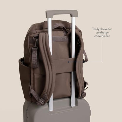 Itzy Ritzy Belong Bucket Backpack – Lightweight Diaper Bag Backpack Featuring 16 Pockets, Bucket Top Opening, Stroller Straps & Changing Pad – Organized and Stylish Everyday Family Backpack (Mocha) - color: Chocolate