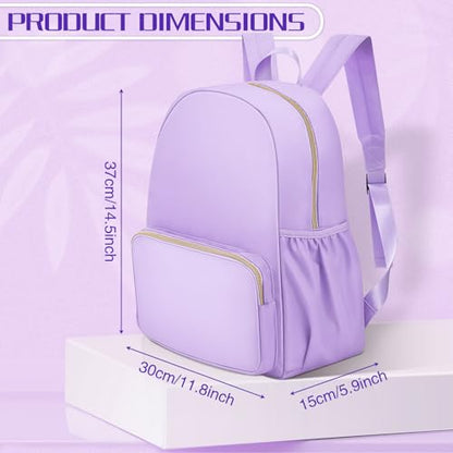 1 Piece Nylon Backpack Kids School Backpack for Toddler Girls Boys Plain Waterproof Preppy Bookbags Travel for Student (Purple) - color: Purple