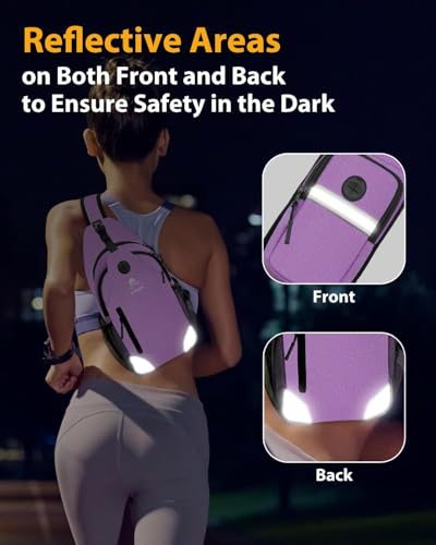 Sling Backpack for Women & Men, Crossbody Travel Bag with Water Bottle Holders, 17 Pockets, Quick-Access Phone Pocket, Hidden Security Pocket, Fits 11" Tablet, for Daily Carry, Travel, Theme Parks - color: E-plum