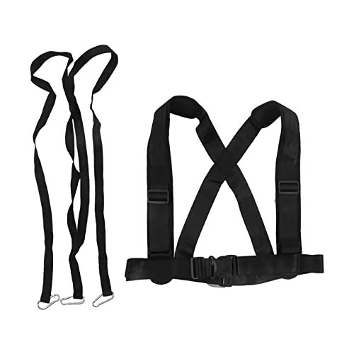 Sled Harness Resistance Strap, Black Nylon Tire Pulling Fitness Equipment, Strength Training - Padded Shoulder Straps, Durable Design, Ideal for Speed Agility and Endurance