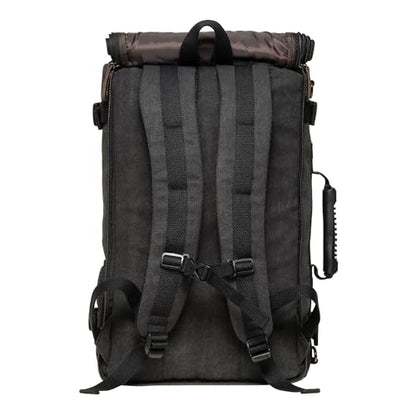 KAUKKO Canvas Travel Backpack Multi-Functional Bag Fits 17" Laptop, Large Capacity Hiking Backpack, Outdoor Daypack 23.8L - color: 27-1-black