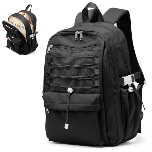 suwasp College Backpack for Women, Waterproof Laptop Backpack Fits 15.6 Inch Laptop, School Bookbag with Water Bottle Pocket, Anti Theft Work Backpack for College, Travel, Commuter, Black - color: Black