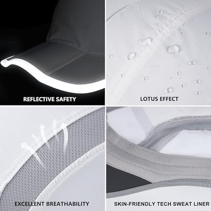 GADIEMKENSD Reflective Folding Outdoor Hat Unstructured Design UPF 50+ Sun Protection Sport Hats for Womens and Mens - color: White