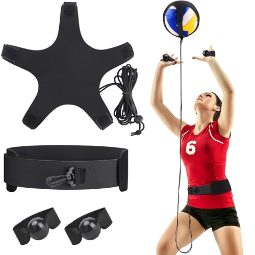 TOBWOLF Volleyball Spike Trainer, Elastic Self-Training Volleyballs Resistance Band, Volleyball Equipment Training Aid Improves Serving, Jumping, Arm Swing Mechanics and Spiking Power - color: Volleyball Resistance Band with Adjustable Waist Belt