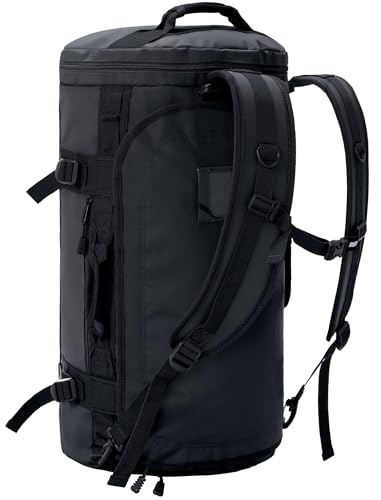 MIER Large Duffle Bag Backpack for Travel Camping Gym Sports, 45L/60L/90L | Water Resistant, Convertible Duffel, Detachable Backpack Straps, Shoe Compartment, Heavy-Duty Tarpaulin, 3 Sizes - color: Black, size: 90L