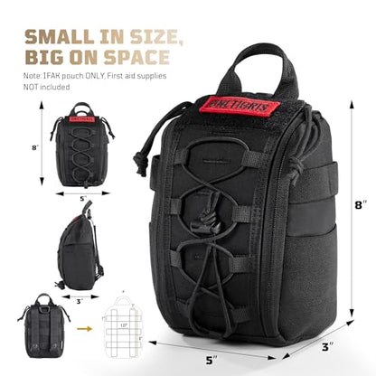 OneTigris IFAK Molle Pouch - Tactical First Aid Bag Medical Admin Pouches Trauma Kit Bag EMT MED Belt Backpack with D-Ring Hook for Outdoor Activities and Emergency Uses (Empty Bag)
