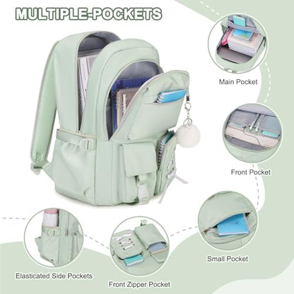 Scothen Backpacks for Girls, Girls Backpack with Lunch Box & Pencil Pouch for Teens Girl Kids Elementary Middle High School College Student Bookbag Daypack Laptop Travel Backpack for Women - color: Green