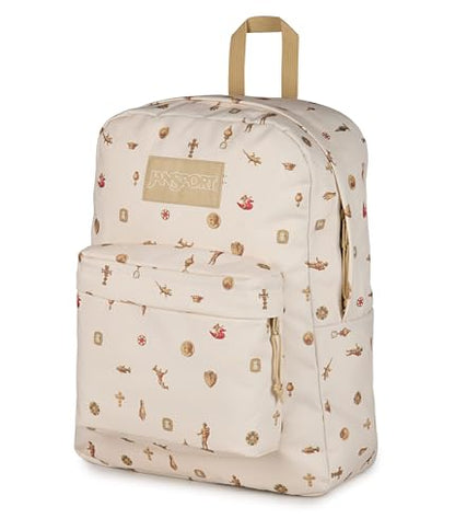 JanSport SuperBreak Plus Backpack with Padded 15-inch Laptop Sleeve and Integrated Bottle Pocket - Spacious and Durable Daypack for Work and Travel, Gilded Relics Moon Flower/Gold - color: Gilded Relics Moon Flower/Gold