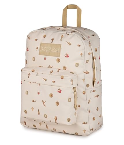 JanSport SuperBreak Plus Backpack with Padded 15-inch Laptop Sleeve and Integrated Bottle Pocket - Spacious and Durable Daypack for Work and Travel, Gilded Relics Moon Flower/Gold - color: Gilded Relics Moon Flower/Gold