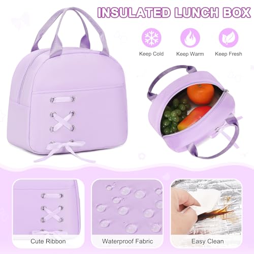 Scothen Backpacks for Girls, Girls Backpack with Lunch Box & Pencil Pouch for Teens Girl Kids Elementary Middle High School College Student Bookbag Daypack Laptop Travel Backpack for Women - color: Purple